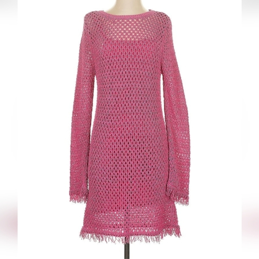 Zara Fringe Mini Dress Pink Size S - Picture 15 of 15
